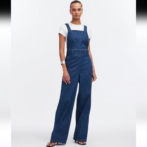 Madewell Blue Denim Jumpsuit Cross-back Wide Leg Size 6 Small